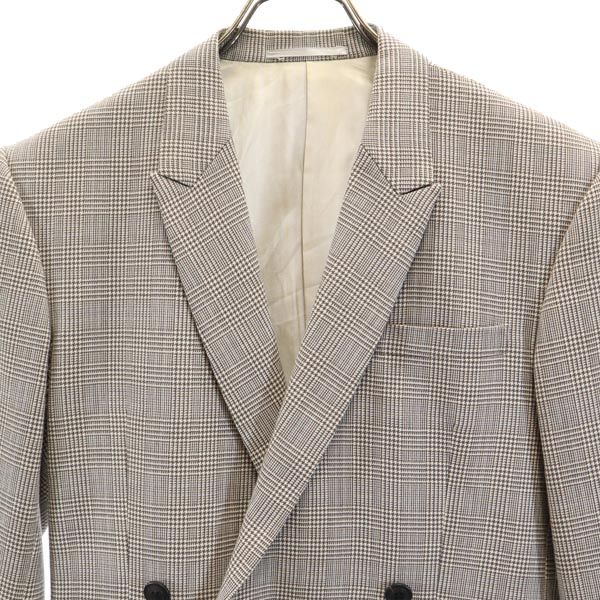 FACTOTUM ファクトタム 日本製 ウール グレンチェック柄 テーラードジャケット 48 グレー ダブルボタン メンズ