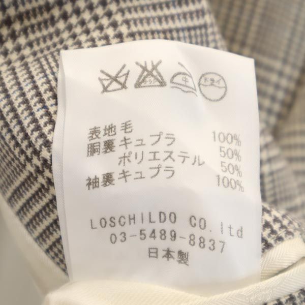 FACTOTUM ファクトタム 日本製 ウール グレンチェック柄 テーラードジャケット 48 グレー ダブルボタン メンズ