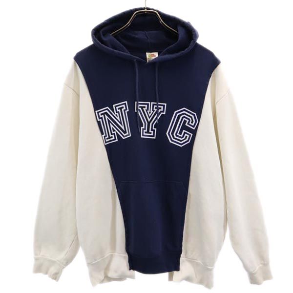 FRUIT OF THE LOOM BEST フルーツオブザルーム ベスト ベスト プリント 長袖 スウェット トレーナー L ネイビー系 メンズ