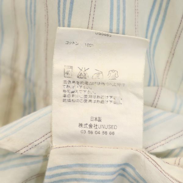 UNUSED アンユーズド 日本製 ストライプ 長袖 バンドカラーシャツ 1 オフホワイト系 メンズ