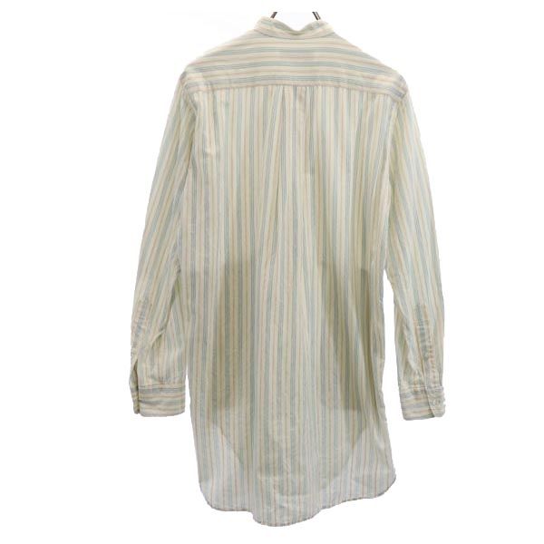 UNUSED アンユーズド 日本製 ストライプ 長袖 バンドカラーシャツ 1 オフホワイト系 メンズ