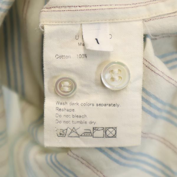 UNUSED アンユーズド 日本製 ストライプ 長袖 バンドカラーシャツ 1 オフホワイト系 メンズ