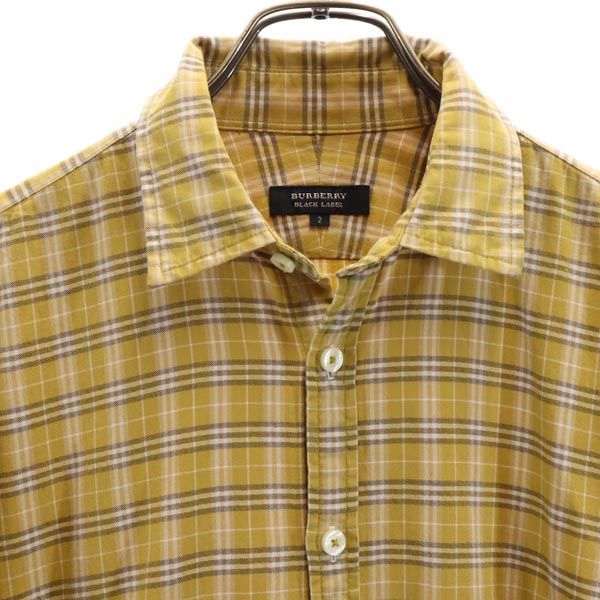 BURBERRY BLACK LABEL バーバリーブラックレーベル 三陽商会 チェック 7分袖 シャツ 2 イエロー系 メンズ