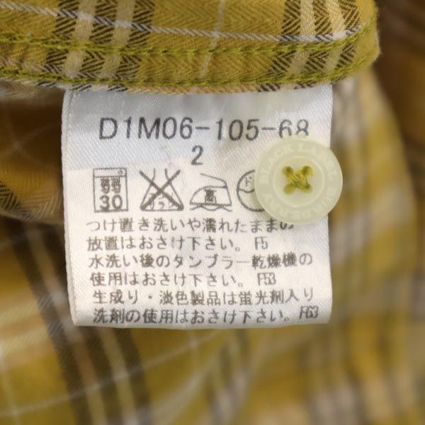 BURBERRY BLACK LABEL バーバリーブラックレーベル 三陽商会 チェック 7分袖 シャツ 2 イエロー系 メンズ