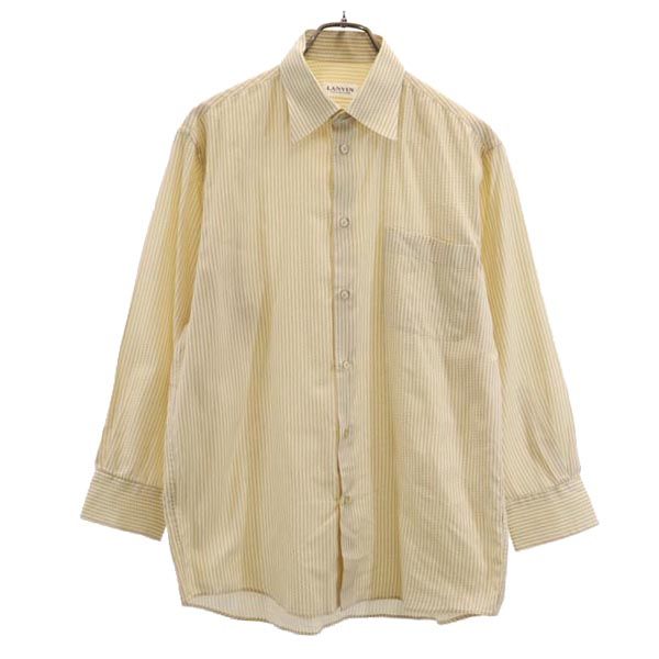 LANVIN ランバン 総柄 長袖 シャツ M ベージュ系 メンズ