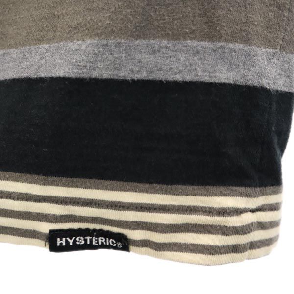 HYSTERIC ヒステリック 日本製 ボーダー柄 長袖 ポロシャツ F 黒系 メンズ