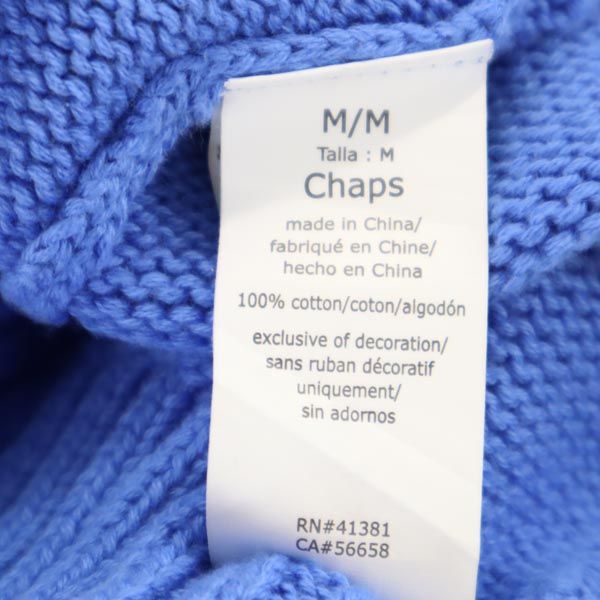 CHAPS チャップス Vネック 長袖 Vネック コットン ニット M ブルー メンズ