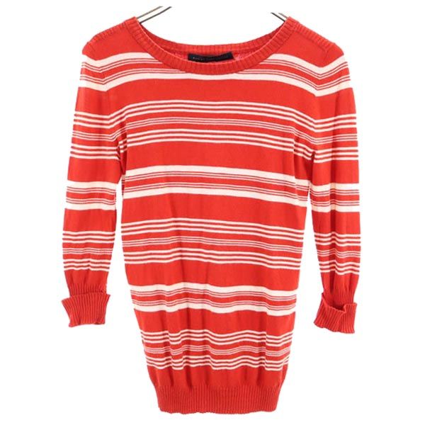 MARC BY MARC JACOBS マークバイマークジェイコブス シルクブレンド ボーダー柄 長袖 ニット S 赤 セーター レディース