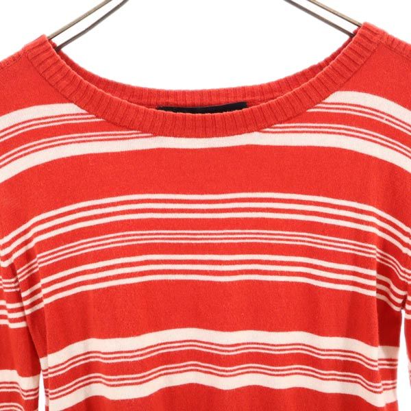 MARC BY MARC JACOBS マークバイマークジェイコブス シルクブレンド ボーダー柄 長袖 ニット S 赤 セーター レディース