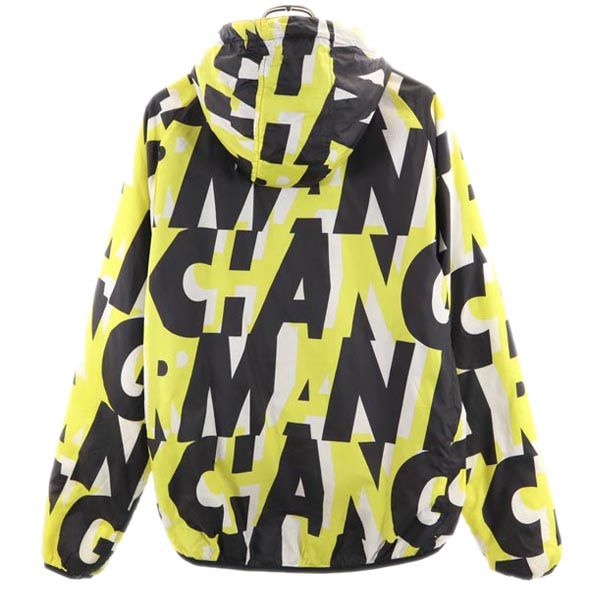 ARMANI アルマーニ ロゴプリント フード付 ジャケット M イエロー×ブラック 裏フリース ジャンパー メンズ