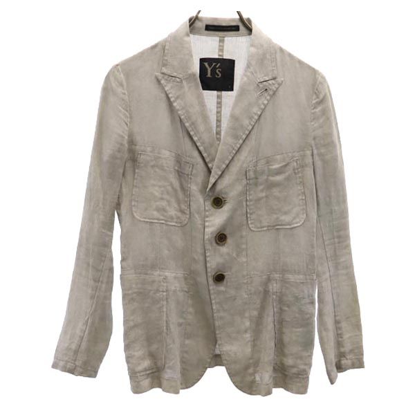 Y's ワイズ 日本製 リネン テーラードジャケット 1 グレー メンズ
