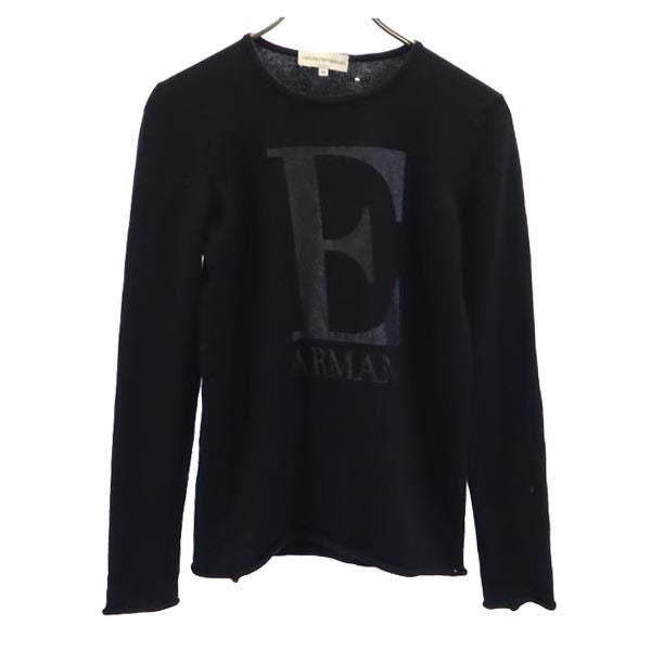 Emporio Armani エンポリオアルマーニ イタリア製 ウールブレンド 長袖 ニット 46 ブラック系 セーター レディース