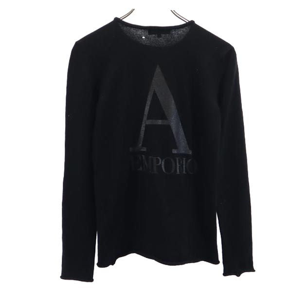 Emporio Armani エンポリオアルマーニ イタリア製 ウールブレンド 長袖 ニット 46 ブラック系 セーター レディース