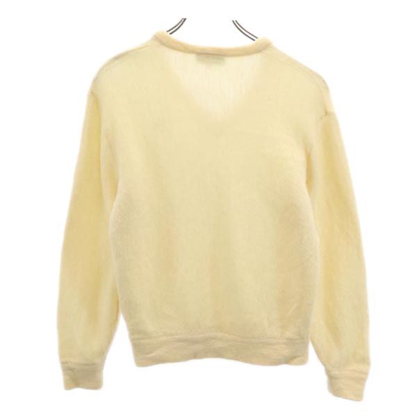 LACOSTE ラコステ ウール 長袖 Vネック ニット 42 ホワイト系 セーター メンズ