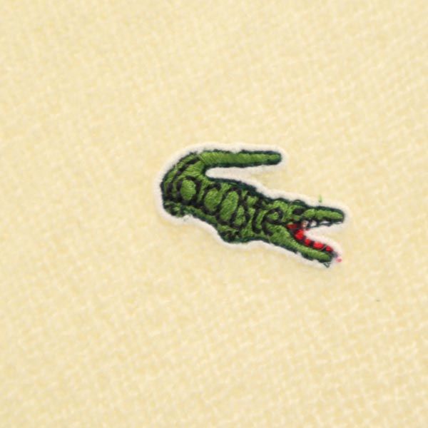 LACOSTE ラコステ ウール 長袖 Vネック ニット 42 ホワイト系 セーター メンズ