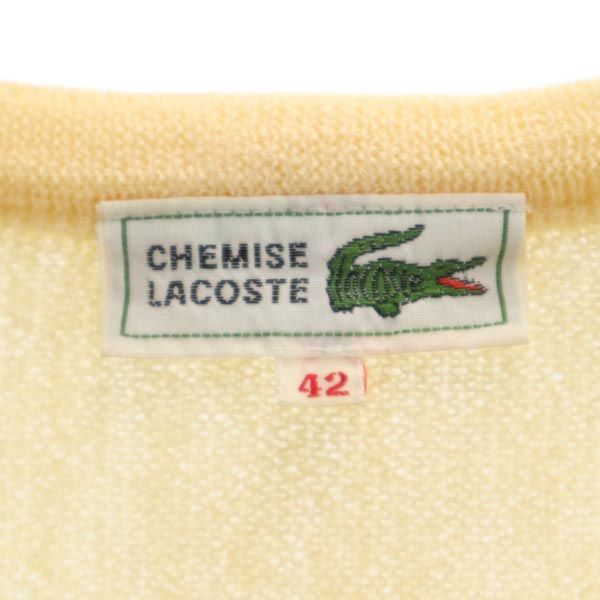 LACOSTE ラコステ ウール 長袖 Vネック ニット 42 ホワイト系 セーター メンズ