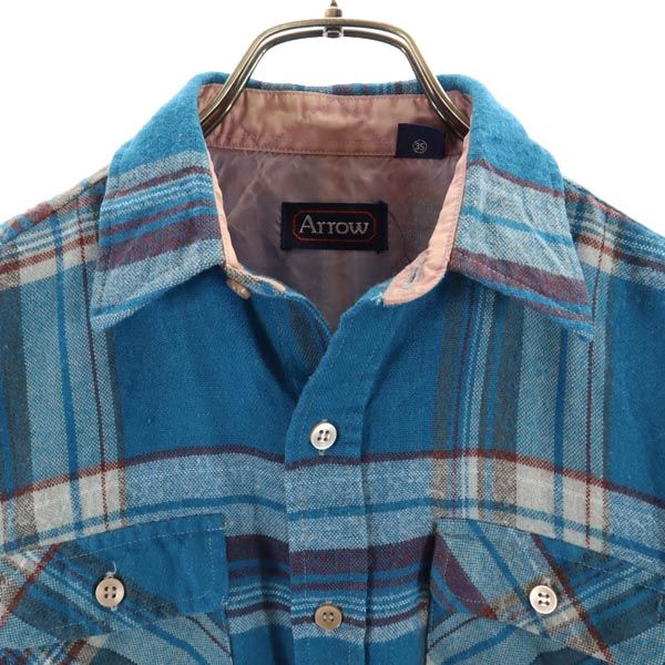 ARROW アロー ヴィンテージ チェック柄 長袖 シャツ 14 ブルー系 メンズ