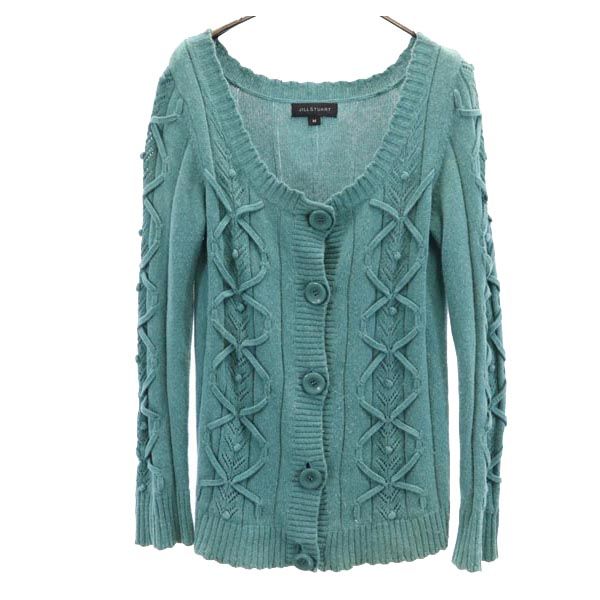 JILLSTUART ジルスチュアート ウールブレンド 長袖 カーディガン M グリーン系 レディース