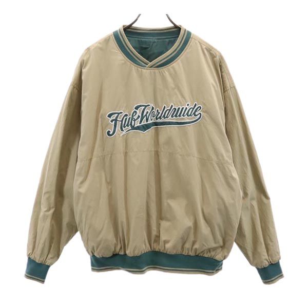 HUF ハフ リバーシブル プルオーバー ジャケット M ベージュ×グリーン系 メンズ