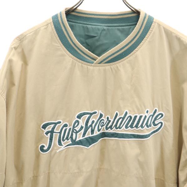 HUF ハフ リバーシブル プルオーバー ジャケット M ベージュ×グリーン系 メンズ