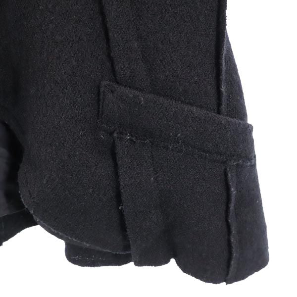 Y's ワイズ ノーカラージャケット ブラック系 袖リブニット レディース