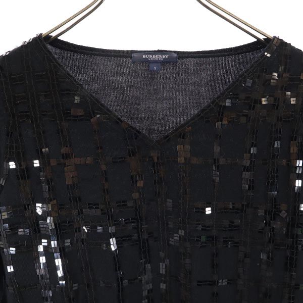 BURBERRY バーバリー 三陽商会 長袖 スパンコール カットソー 2 ブラック系 レディース