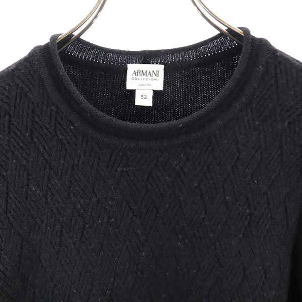 ARMANI COLLEZIONI アルマーニ コレツィオーニ イタリア製 長袖 ニット 52 ブラック セーター メンズ