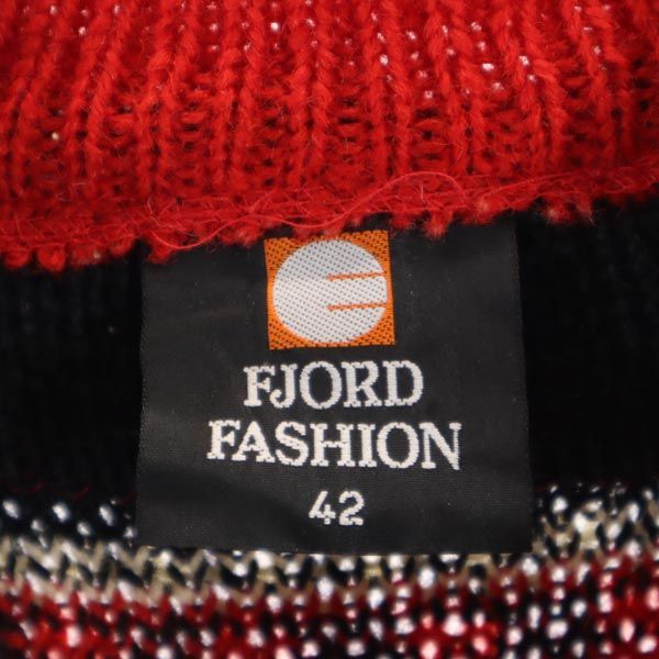 FJORD FASHION 80s ヴィンテージ ウール チロル 長袖 メタルフック ニット カーディガン 42 レッド系 レディース