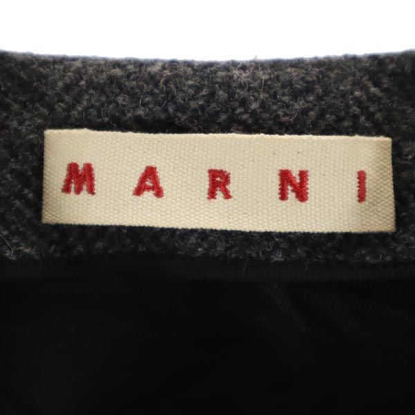 MARNI マルニ イタリア製 ヘリンボーン ノーカラージャケット 36 グレー系 袖ファー レディース