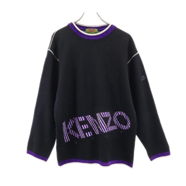 KENZO ケンゾー 90s オールド ウールブレンド ゴルフ 長袖 セーター 2 ブラック系 メンズ