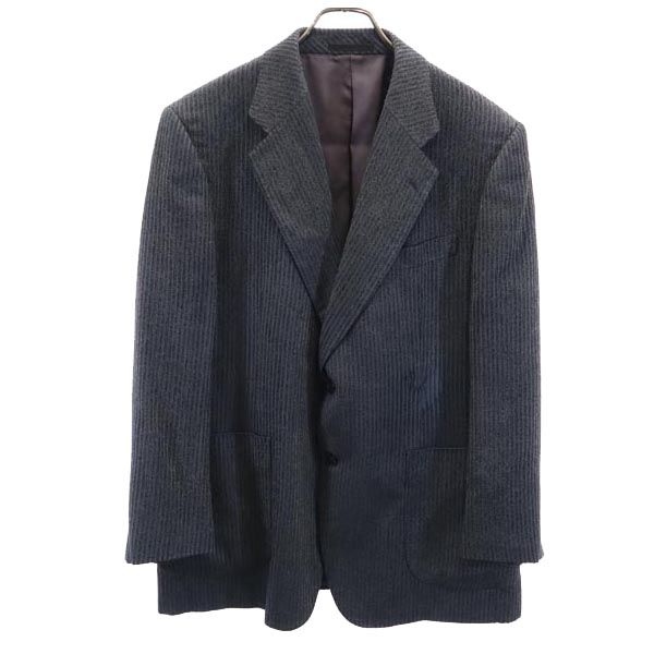 LANVIN ランバン 長袖 日本製 シルク100% テーラードジャケット T46-54 黒×青系 メンズ