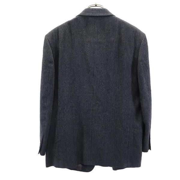 LANVIN ランバン 長袖 日本製 シルク100% テーラードジャケット T46-54 黒×青系 メンズ