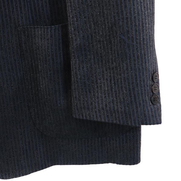 LANVIN ランバン 長袖 日本製 シルク100% テーラードジャケット T46-54 黒×青系 メンズ