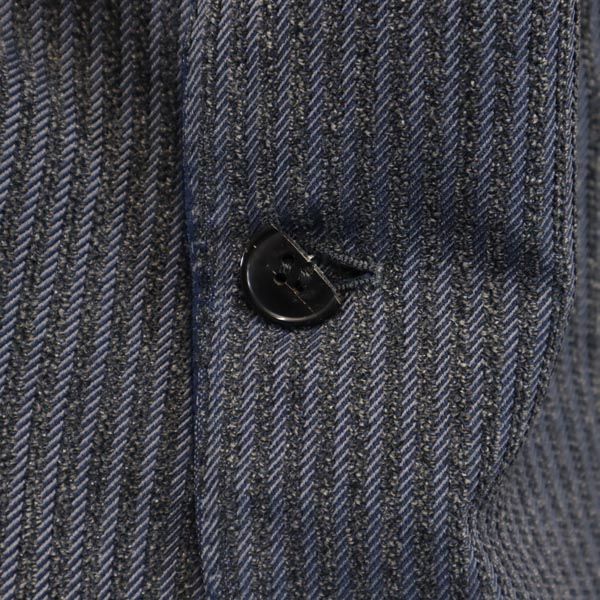 LANVIN ランバン 長袖 日本製 シルク100% テーラードジャケット T46-54 黒×青系 メンズ