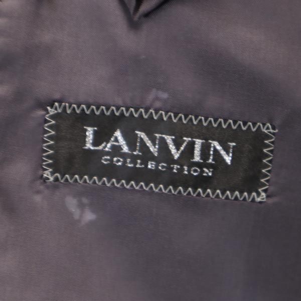 LANVIN ランバン 長袖 日本製 シルク100% テーラードジャケット T46-54 黒×青系 メンズ