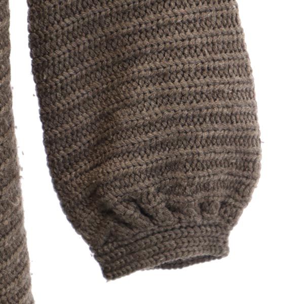 BARNEYS NEWYORK バーニーズニューヨーク KAZ SAITO 7分袖 ヴァージンウール100% ニット カーディガン 38 ブラウン レディース