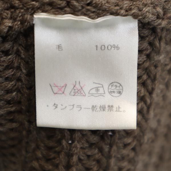 BARNEYS NEWYORK バーニーズニューヨーク KAZ SAITO 7分袖 ヴァージンウール100% ニット カーディガン 38 ブラウン レディース