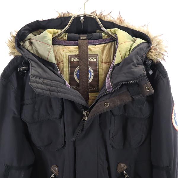 NAPAPIJRI ナパピリ 長袖 中綿 ナイロンジャケット S ブラック ファー フード メンズ
