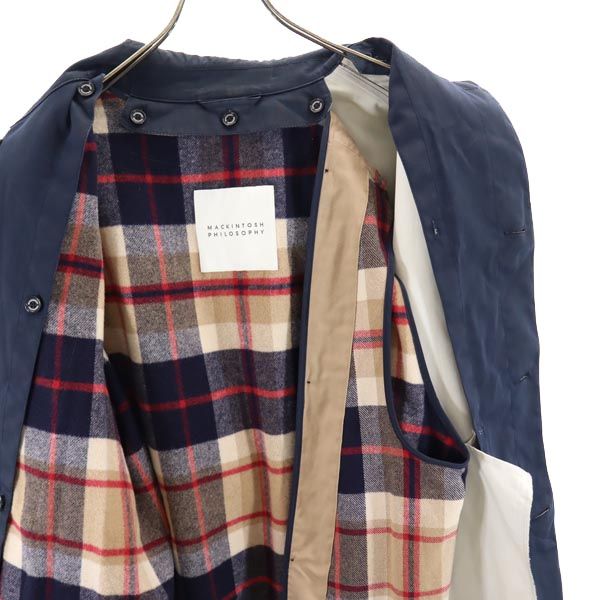 MACKINTOSH PHILOSOPHY マッキントッシュフィロソフィー 長袖 2way ステンカラーコート 40 ネイビー ライナー フード メンズ
