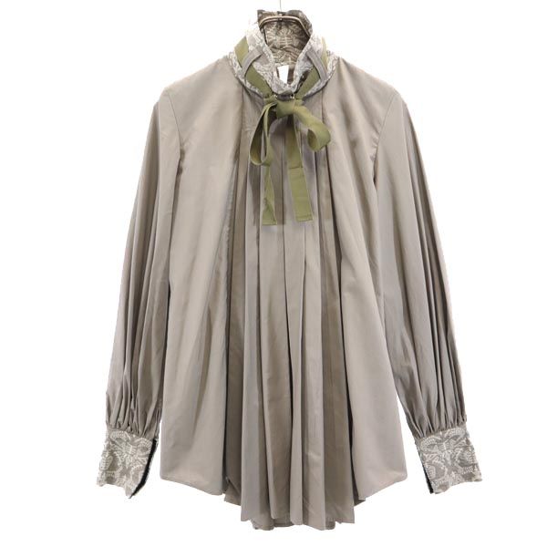 未使用 SHIROMA シロマ ストライプ ティアード 長袖 カットソー FREE グレー シャツ レディース