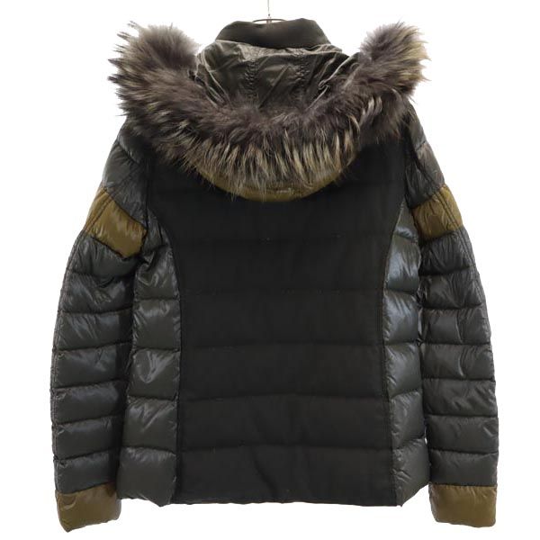 DUVETICA デュベティカ ダウン切替 長袖 リアルファー ダウンジャケット 42 カーキ系 レディース