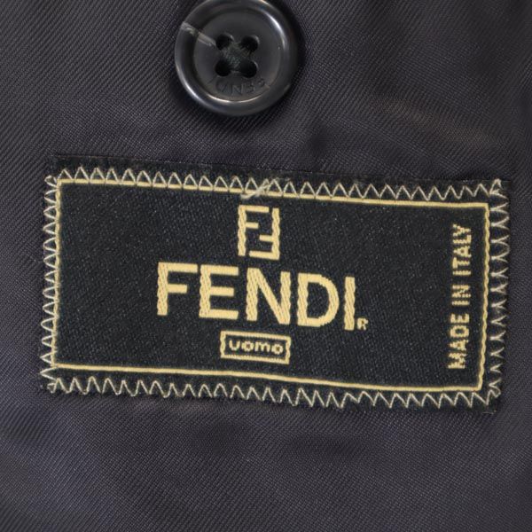 FENDI フェンディ イタリア製 長袖 ウール100% テーラードジャケット 46 ブラック メンズ