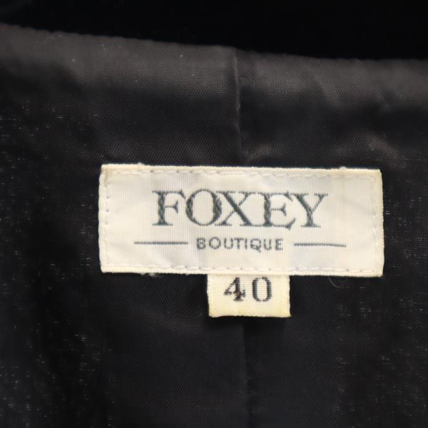 FOXEY フォクシー 日本製 ウール100% 総柄 長袖 テーラードジャケット 40 グレー系 レディース
