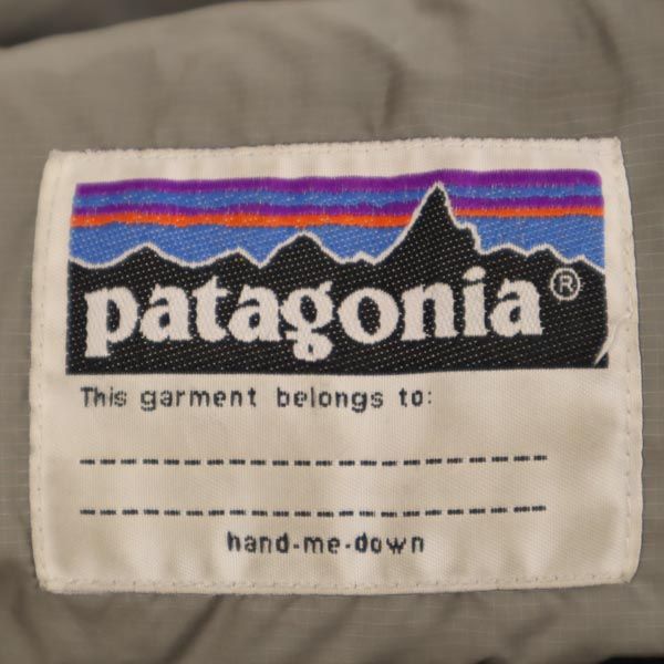 patagonia パタゴニア アウトドア 長袖 ダウンジャケット XL14 ブラック系 ロゴ キッズ