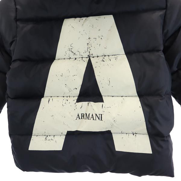 アルマーニジュニア バックプリント 長袖 フード ダウンジャケット 100cm ネイビー系 ARMANI JUNIOR キッズ