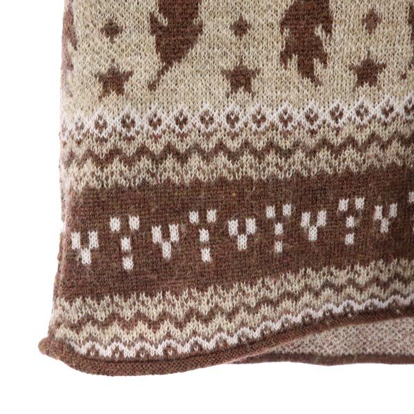 FACTOTUM ファクトタム 日本製 総柄 半袖 ウール100% ニット セーター 46 ブラウン メンズ