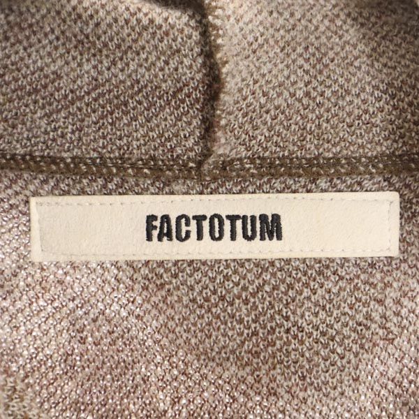 FACTOTUM ファクトタム 日本製 総柄 長袖 ウール100% ニット パーカー 46 ブラウン セーター メンズ