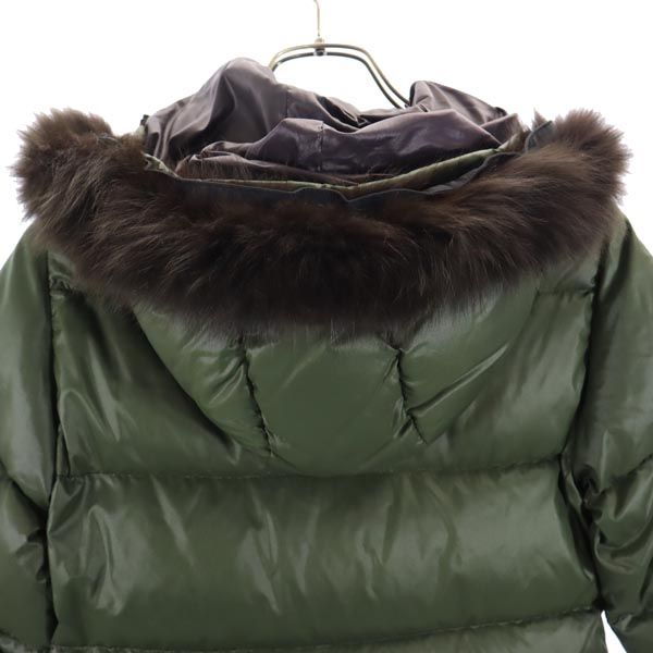 DUVETICA デュベティカ 長袖 ダウンジャケット 38 グリーン タヌキリアルファー フード レディース