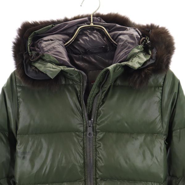 DUVETICA デュベティカ 長袖 ダウンジャケット 38 グリーン タヌキリアルファー フード レディース
