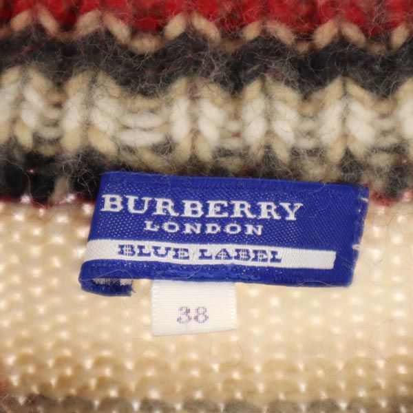 BURBERRY BLUE LABEL バーバリーブルーレーベル 三陽商会 ボーダー 5分袖 ハイネック ニット 38 セーター レディース